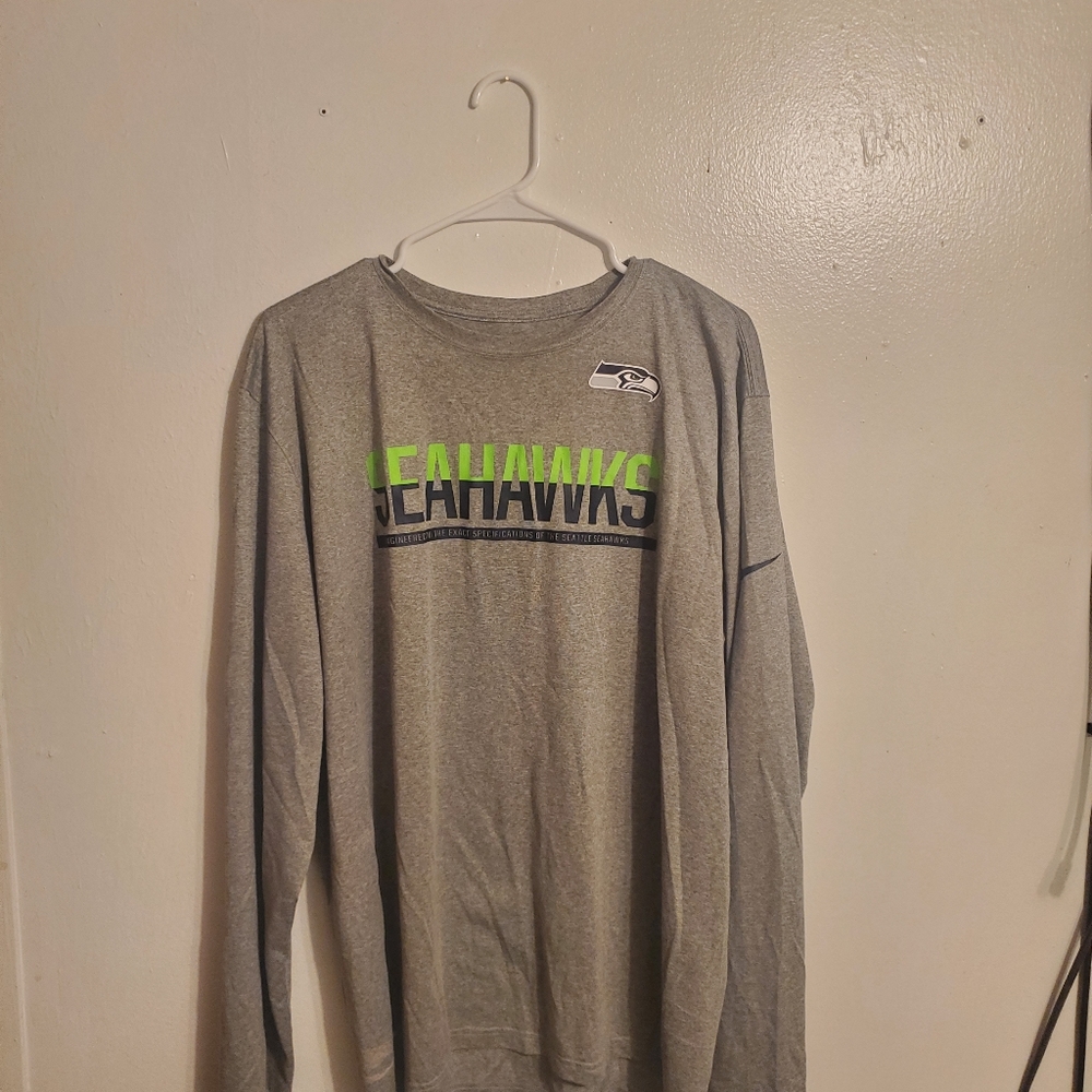 Men's Nike Dri-FIT NFL Seattle Seahawks Gray Long Sleeved Crew T-Shirt - XXL